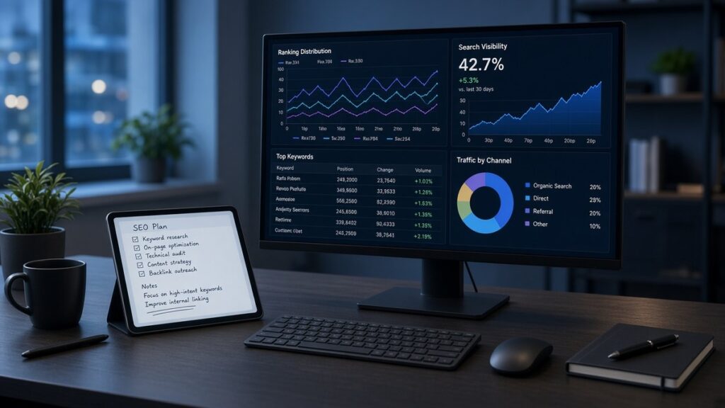 AI SEO – AI сигнал, ranking URL и спринт на табло